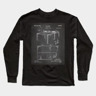 Table Tennis Patent - Ping Pong Fan Tennis Player Art - Black Chalkboard Long Sleeve T-Shirt